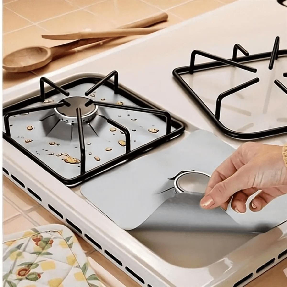 Kitchen Baking Supplies - 2PCS Teflon Gas Stove Cover, 0.12mm