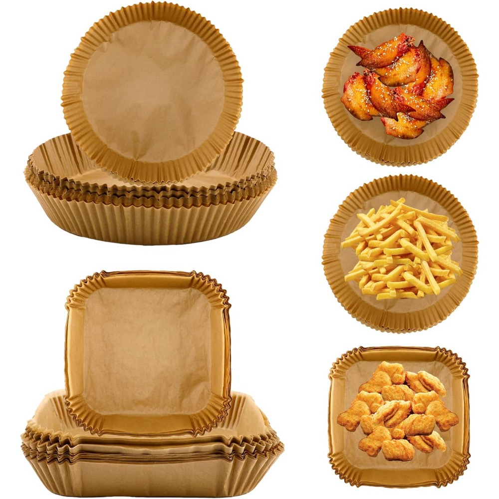 Kitchen Baking Sheets - 50/100pcs Air Fryer Disposable Paper Round/Square/Rectangle