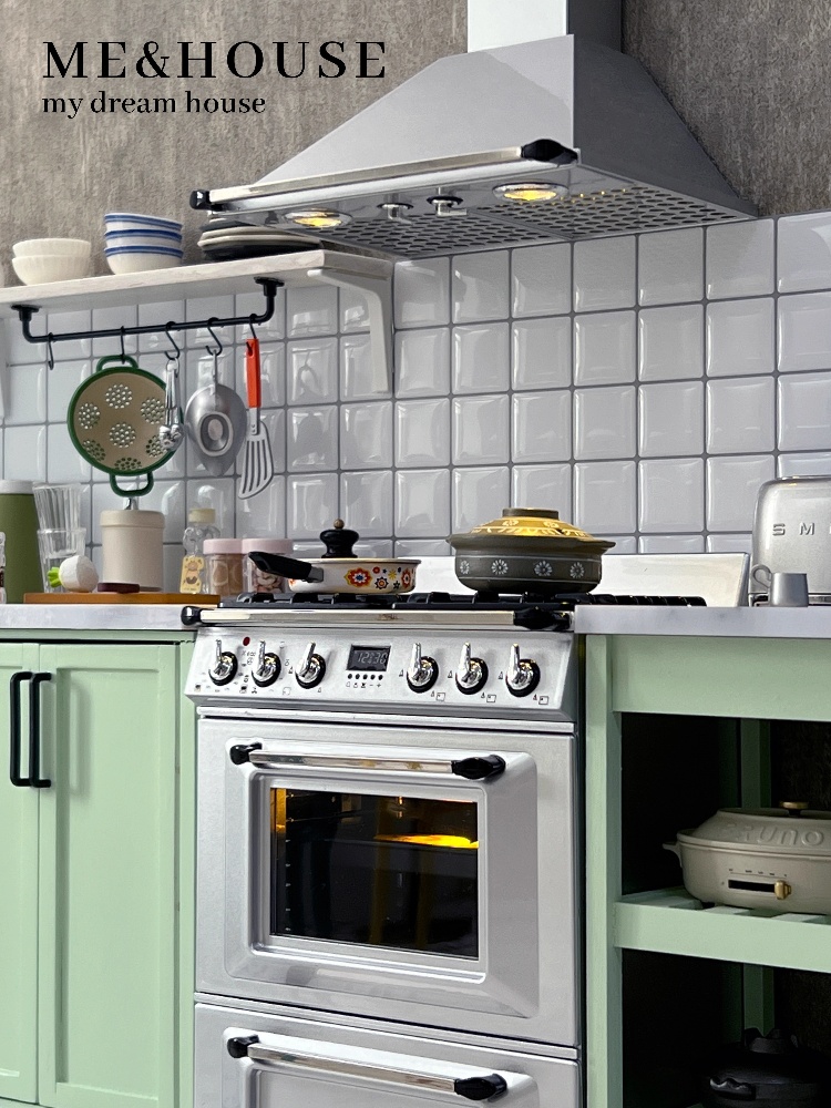 Mini Kitchen Baking - 1:6 Alloy Stove Oven Range Hood
