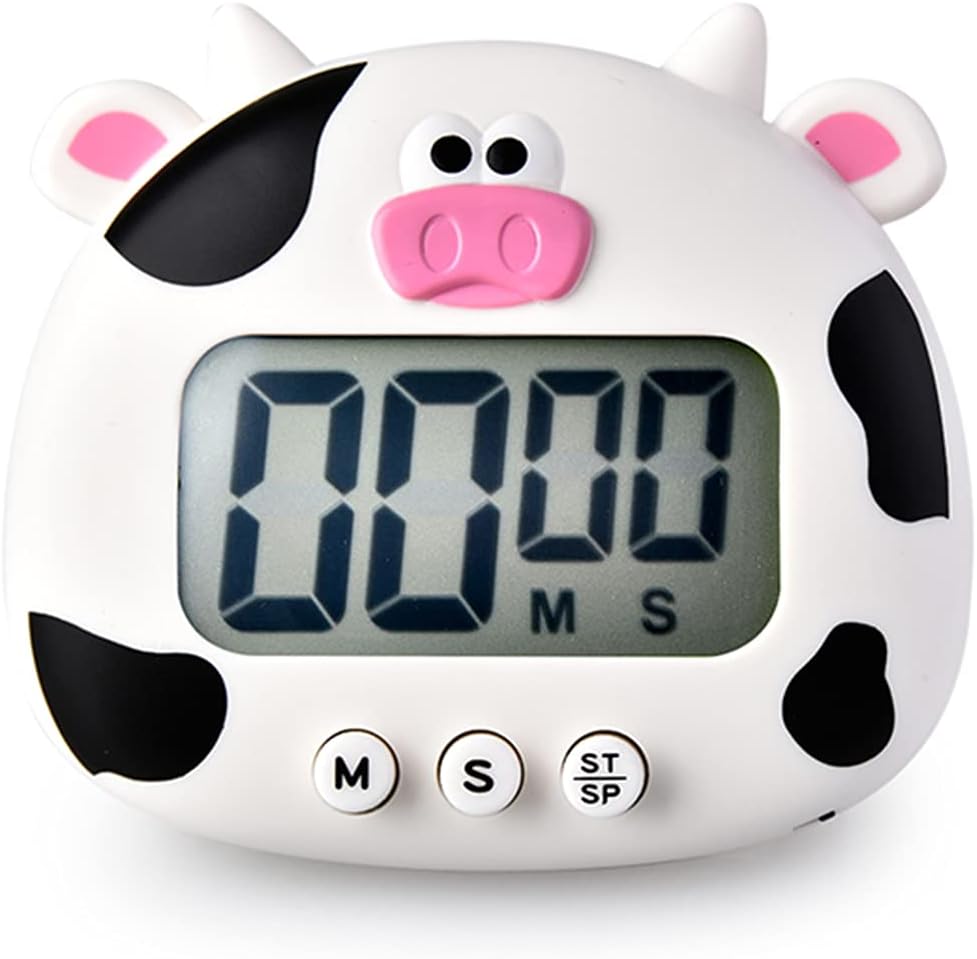 Kitchen Baking Game - Cute Cow Kitchen Timer, Digital LCD