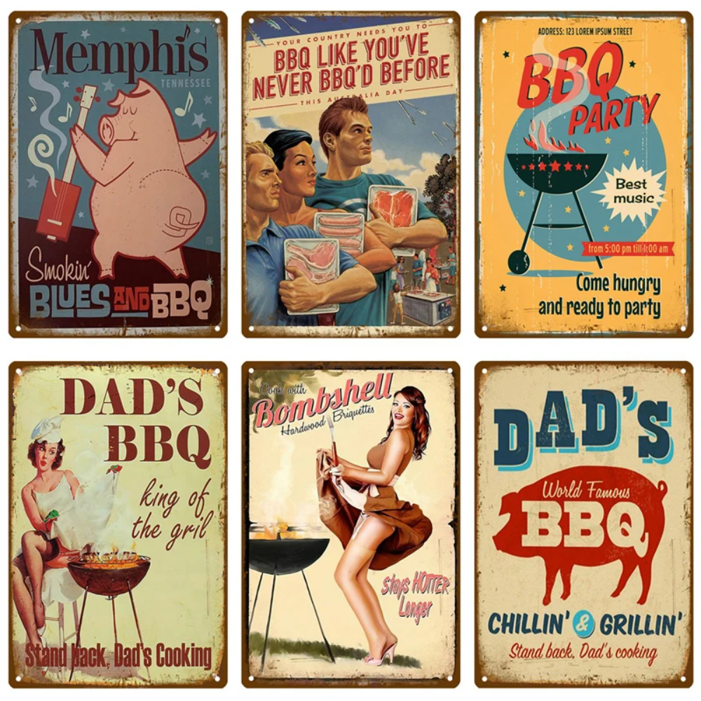 Kitchen Queen - Retro BBQ Sign - Vintage Wall