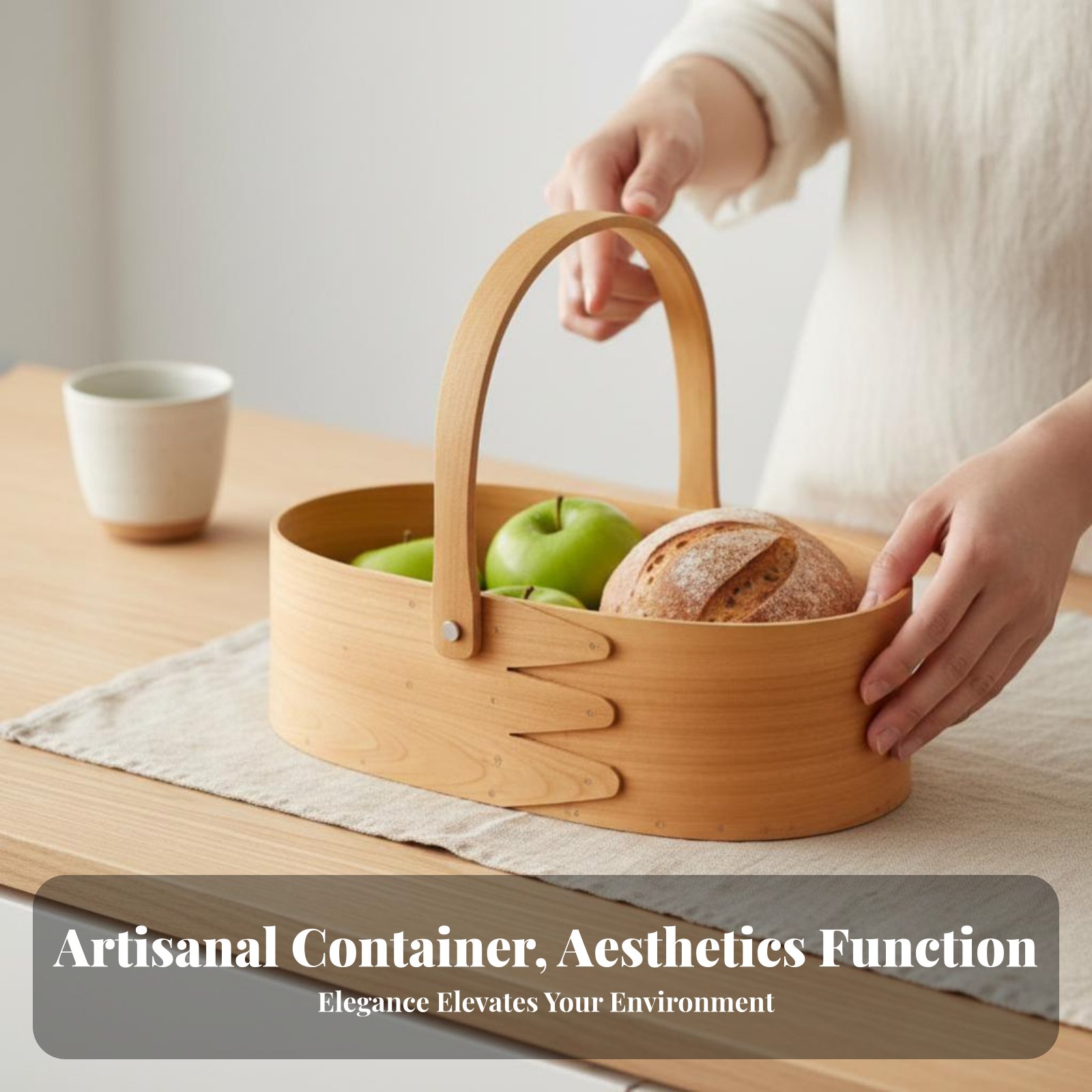 Baking Kitchen Design - Handled Wood Chip Container Japanese Carry-Type