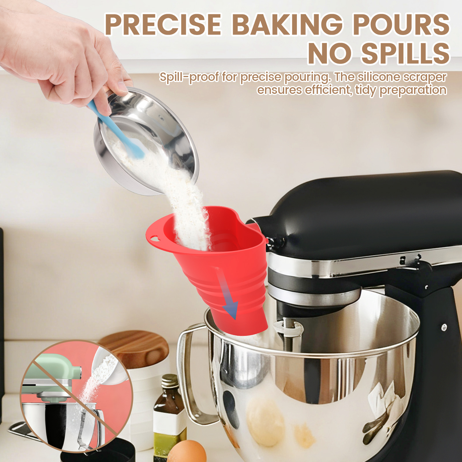 Flour Funnel Kitchen Aid Mixer - Kitchen Baking Aid incelemesi ve fiyatı