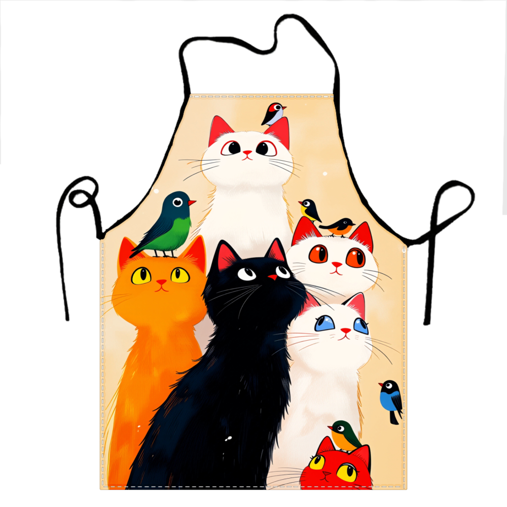 Cute Cats And Birds Apron For  - Kitchen Baking Area Ideas incelemesi ve fiyatı