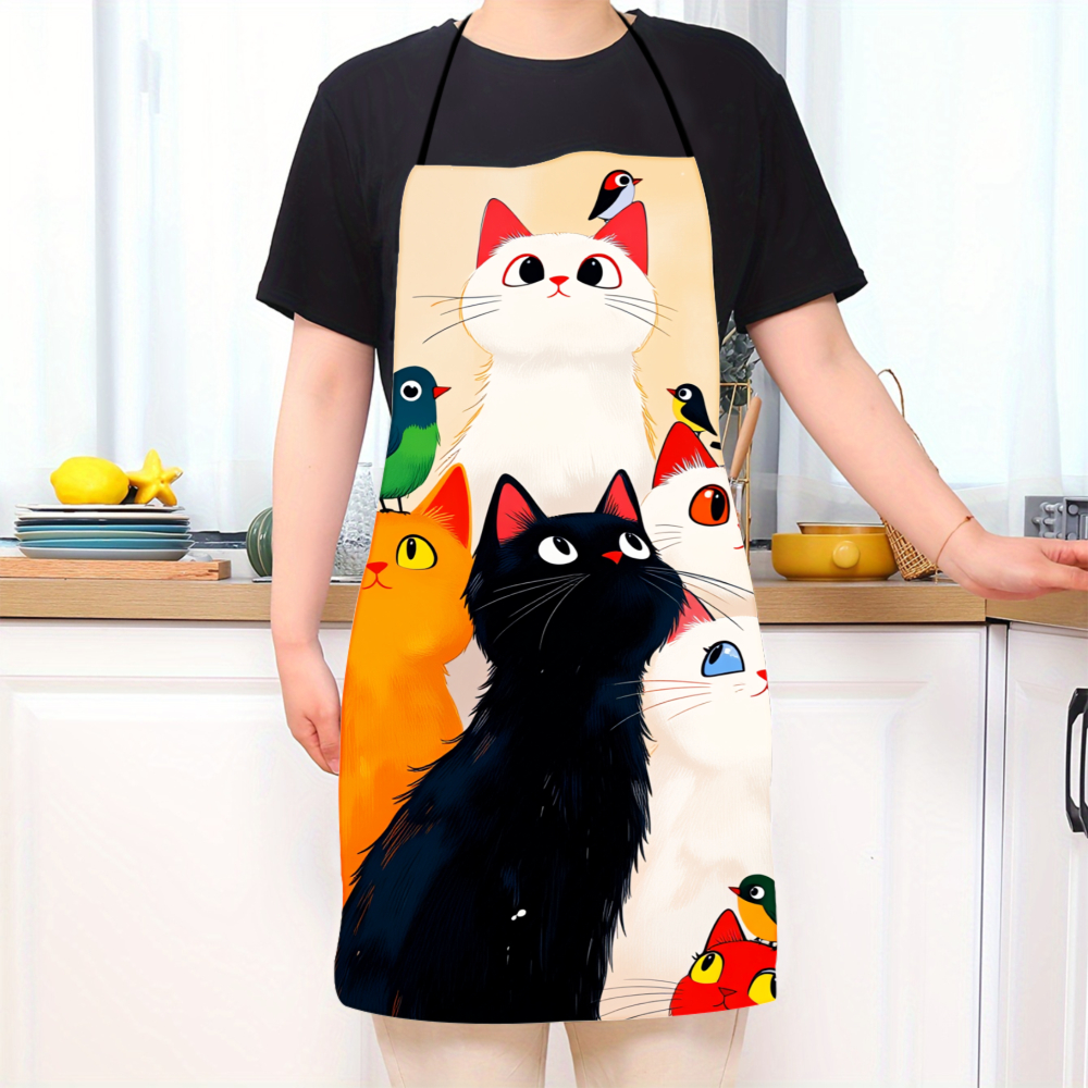 Cute Cats And Birds Apron For  - Kitchen Baking Area Ideas incelemesi ve fiyatı