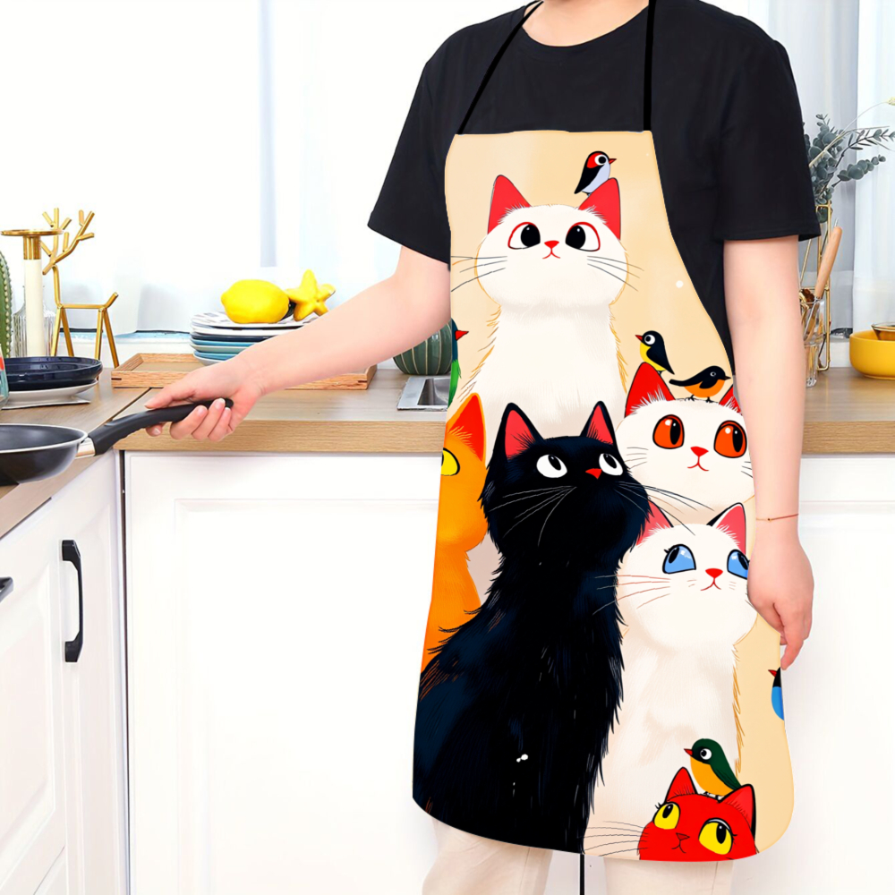 Cute Cats And Birds Apron For  - Kitchen Baking Area Ideas incelemesi ve fiyatı