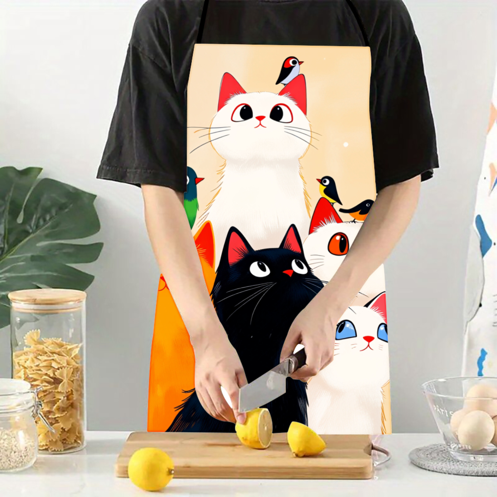 Cute Cats And Birds Apron For  - Kitchen Baking Area Ideas incelemesi ve fiyatı