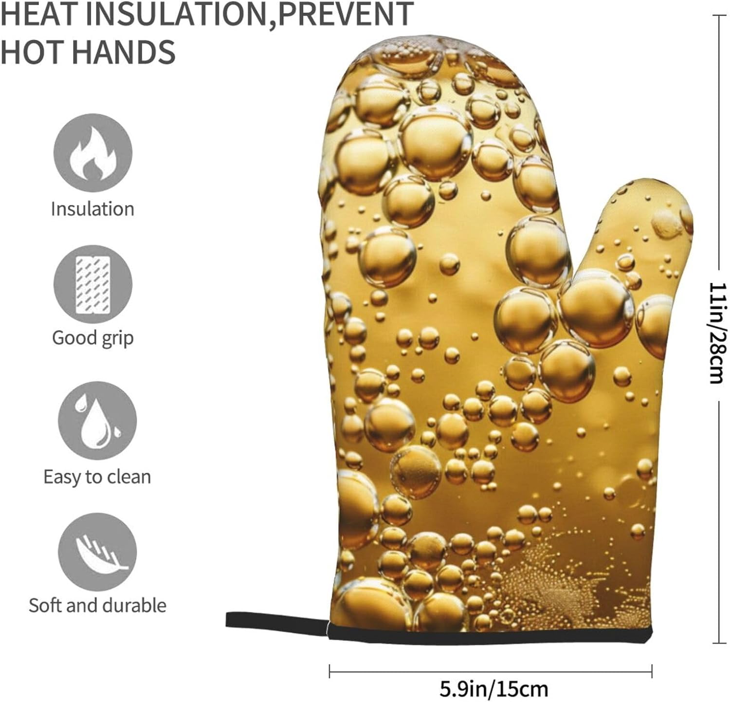Beer Bubble Printed Oven Mitts - Kitchen Baking Area Ideas incelemesi ve fiyatı