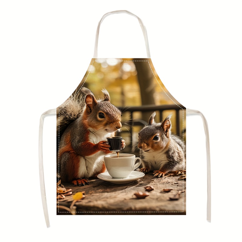 Linen Apron Squirrel Coffee Sc - Kitchen Baking Area Ideas incelemesi ve fiyatı