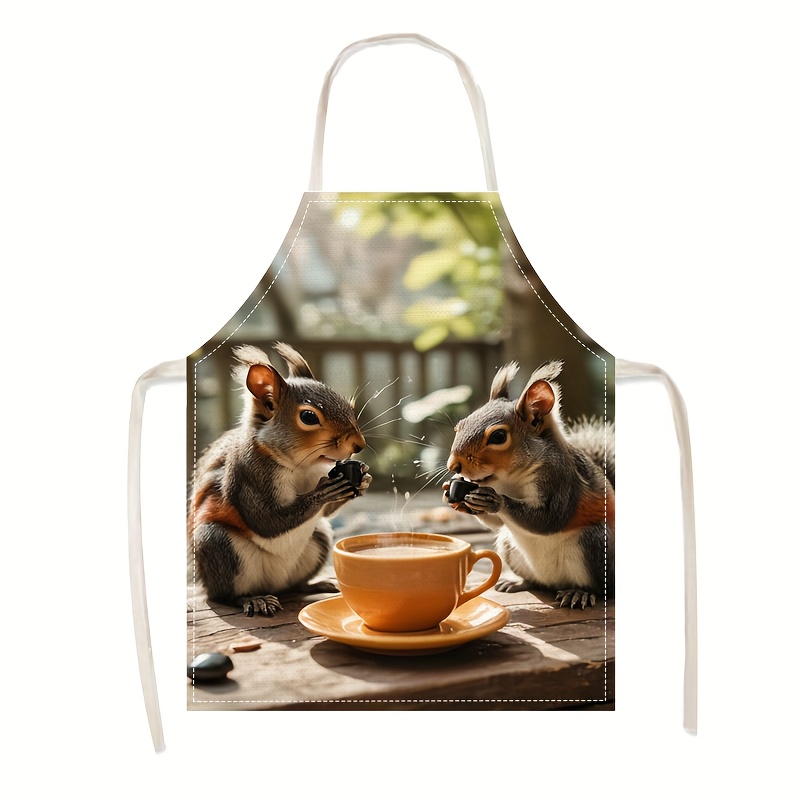 Linen Apron Squirrel Coffee Sc - Kitchen Baking Area Ideas incelemesi ve fiyatı