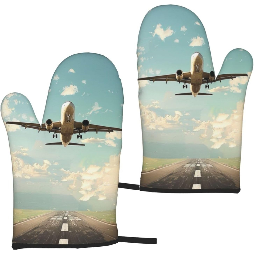 Airplane Printed Oven Mitts 2p - Kitchen Baking Area Ideas incelemesi ve fiyatı