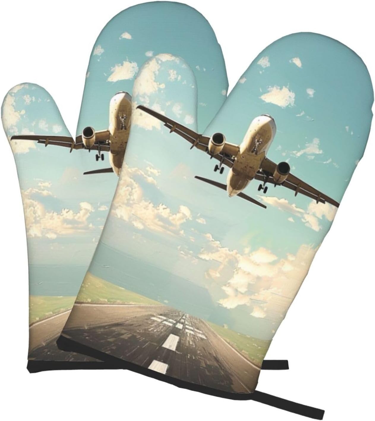 Airplane Printed Oven Mitts 2p - Kitchen Baking Area Ideas incelemesi ve fiyatı