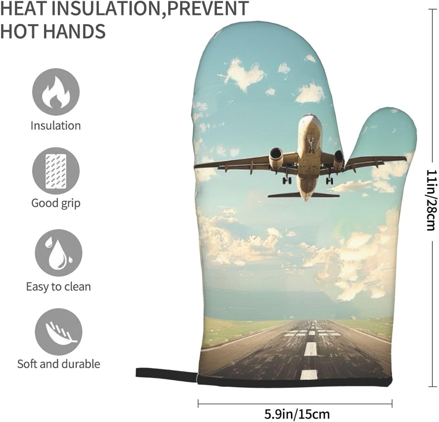 Airplane Printed Oven Mitts 2p - Kitchen Baking Area Ideas incelemesi ve fiyatı