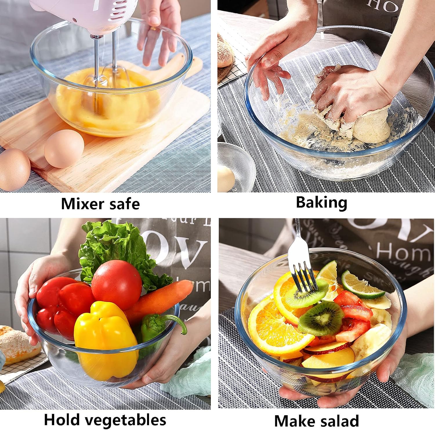 Glass Mixing Bowl Set of 3 for - Kitchen Baking Cooking incelemesi ve fiyatı