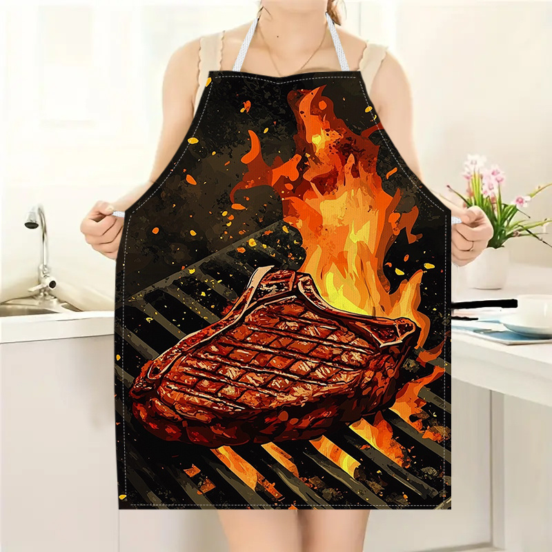 1pc BBQ Steak Apron with Flame - Kitchen Baking Area Ideas incelemesi ve fiyatı