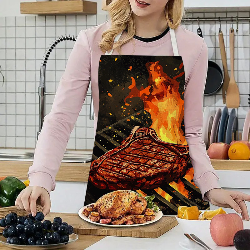 1pc BBQ Steak Apron with Flame - Kitchen Baking Area Ideas incelemesi ve fiyatı