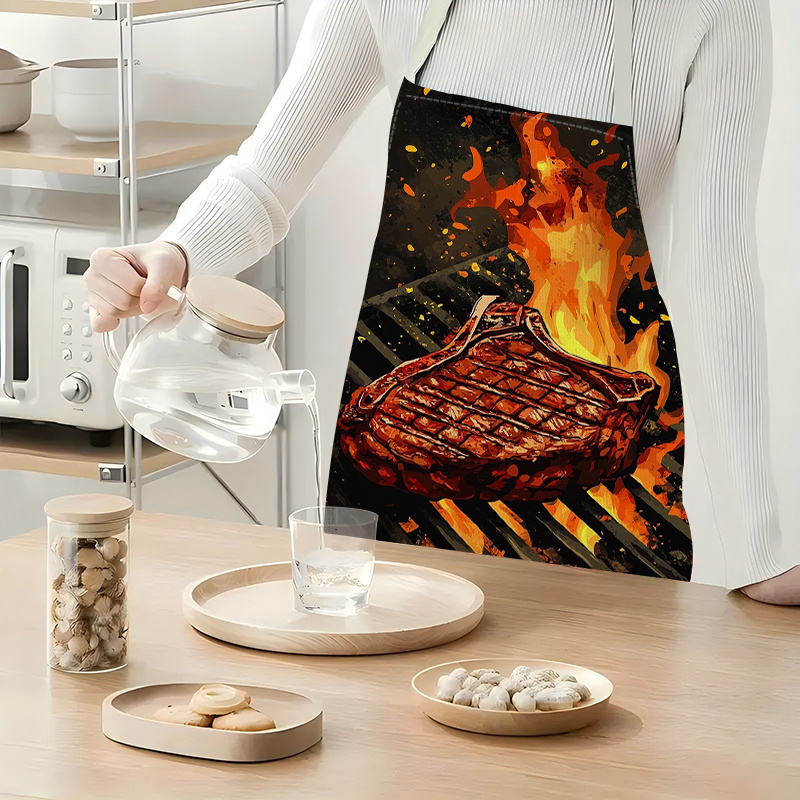 1pc BBQ Steak Apron with Flame - Kitchen Baking Area Ideas incelemesi ve fiyatı