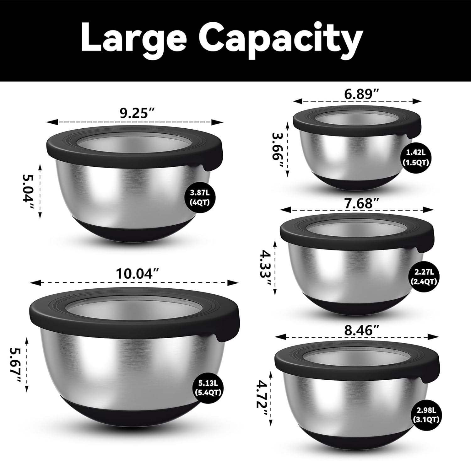 Stainless Steel Mixing Bowls w - Kitchen Baking Cooking incelemesi ve fiyatı