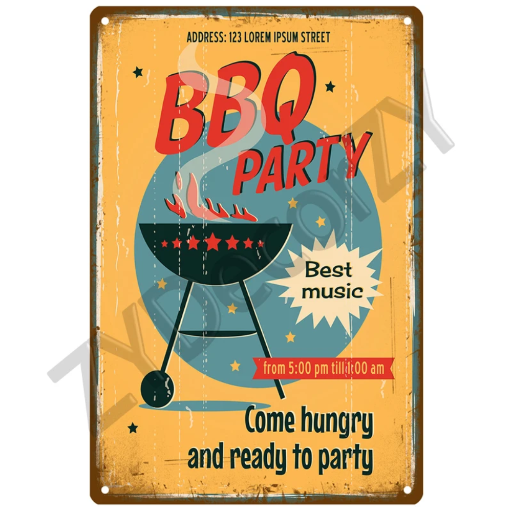 Retro BBQ Sign - Vintage Wall  - Kitchen Queen incelemesi ve fiyatı
